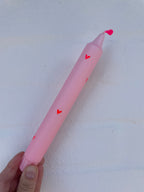 Stabkerze rosa mit Herzchen