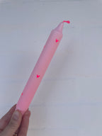 Stabkerze rosa mit Herzchen