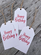 Geschenkanhänger - Happy Birthday rot