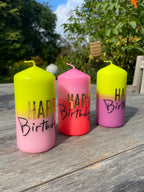 Stumpenkerze M "Happy Birthday"