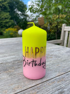 Stumpenkerze M "Happy Birthday"