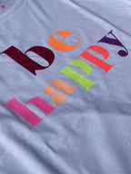 T-Shirt weiß - be happy Glitzer