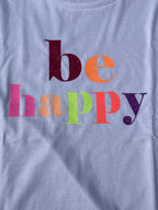 T-Shirt weiß - be happy Glitzer